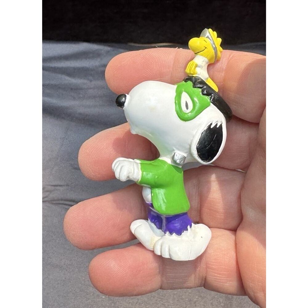Vintage SNOOPY & WOODSTOCK as FRANKENSTEIN & MONSTER PVC Halloween Figure